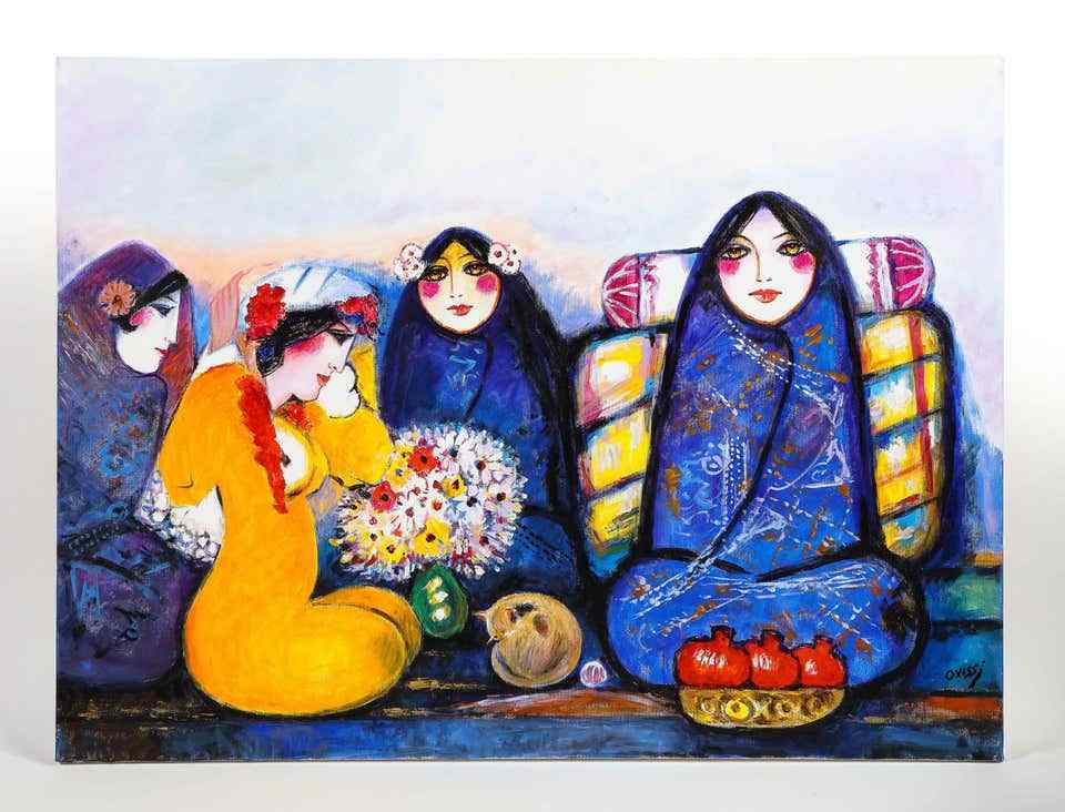 nasser-ovissi--iranian-born-1934--four-seated-girls-oil-809319-19463